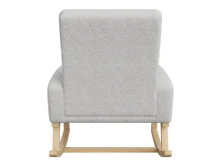 Mecedora con reposabrazos y respaldo inclinado - Patas de madera maciza - Gris claro