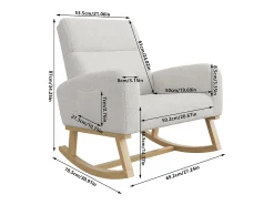 Mecedora con reposabrazos y respaldo inclinado - Patas de madera maciza - Gris claro