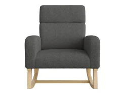 Mecedora con reposabrazos y respaldo, patas de madera, lana de cordero, gris oscuro