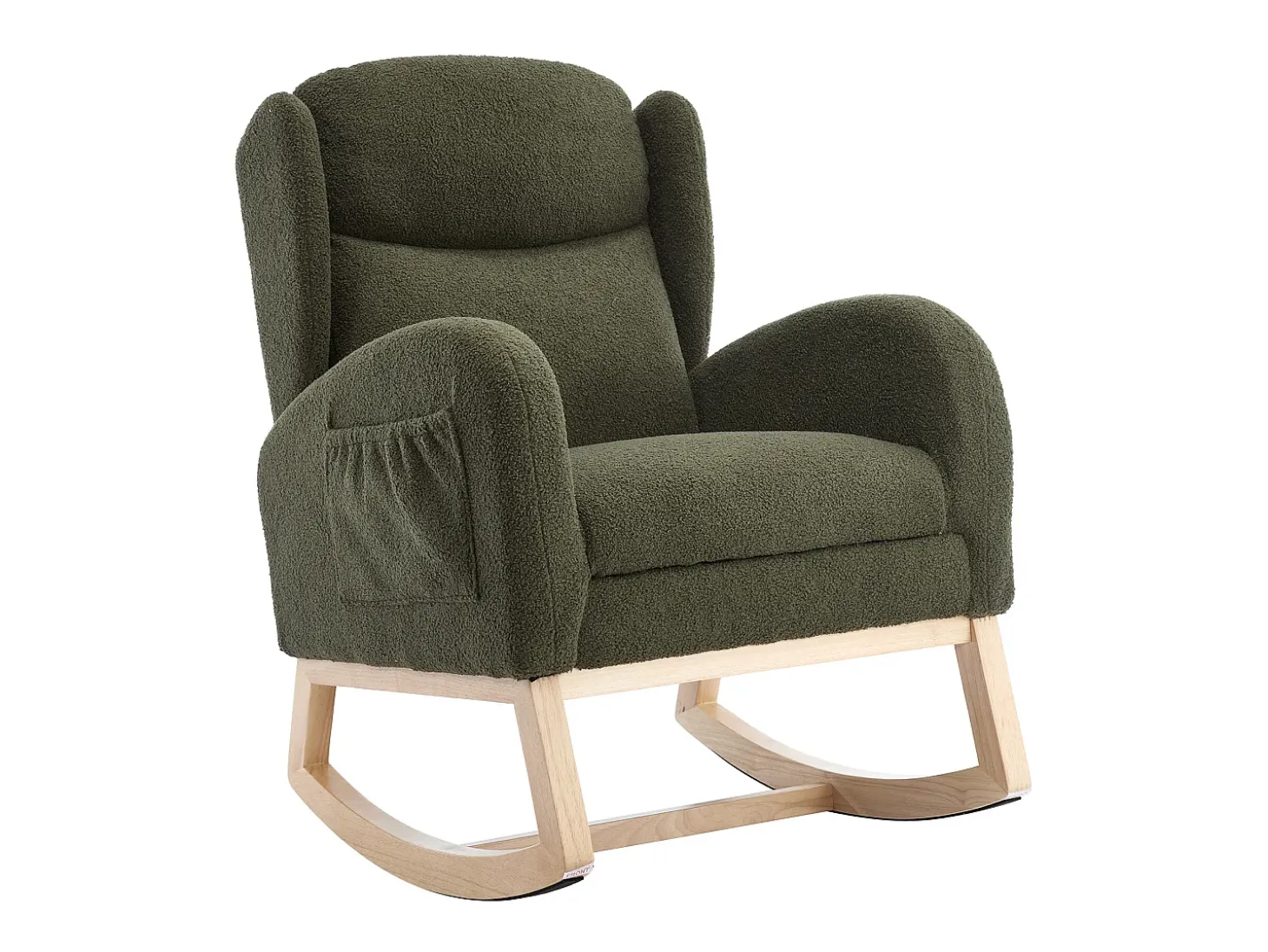 Mecedora con reposapiés ajustable, diseño ergonómico, tela peluche, verde (122,5x70x104cm)