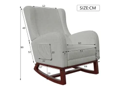 Mecedora con reposapiés, patas de madera maciza antideslizantes, mecedora, gris