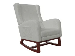 Mecedora con reposapiés, patas de madera maciza antideslizantes, mecedora, gris