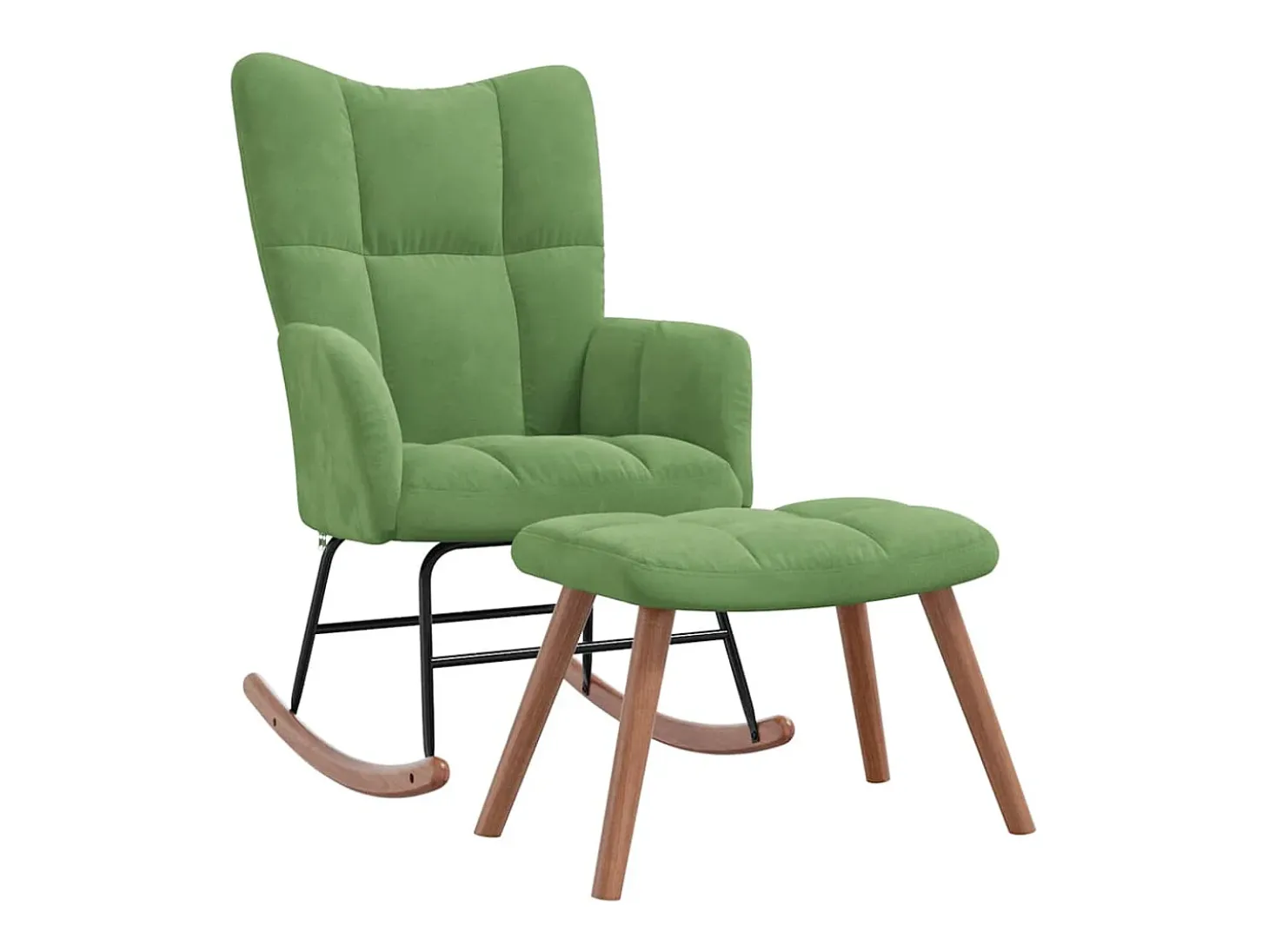 Mecedora con reposapiés Terciopelo verde claro