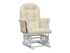 Mecedora con reposapiés Tejido blanco crema