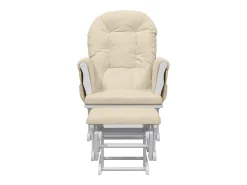 Mecedora con reposapiés Tejido blanco crema