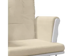 Mecedora con reposapiés Tejido blanco crema