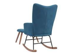 Mecedora con reposapiés Terciopelo Azul