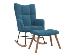 Mecedora con reposapiés Terciopelo Azul