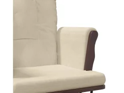 Mecedora con reposapiés Tejido blanco crema
