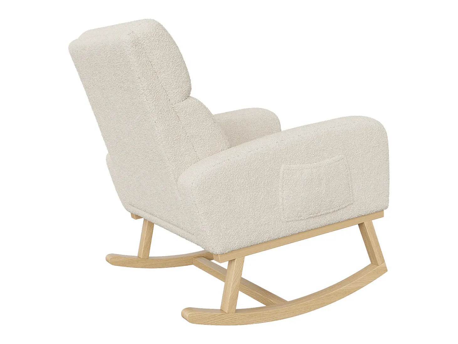 Mecedora con respaldo - bolsillos laterales - forro polar suave - Beige