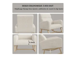 Mecedora con respaldo - bolsillos laterales - forro polar suave - Beige