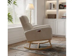Mecedora con respaldo - bolsillos laterales - forro polar suave - Beige