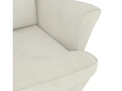 Mecedora con respaldo alto de terciopelo crema y madera maciza