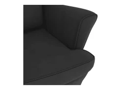 Mecedora con respaldo alto de terciopelo negro y madera maciza