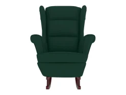 Mecedora con respaldo alto de terciopelo oscuro y madera maciza