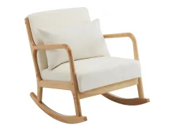 Mecedora de estilo escandinavo de tejido de rizo y madera <> - Beis
