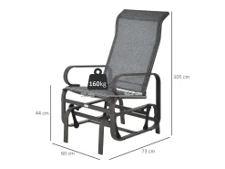Mecedora de jardín con tejido y metal, color marrón claro (60x75x104 cm)