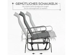 Mecedora de jardín con tejido y metal, color marrón claro (60x75x104 cm)