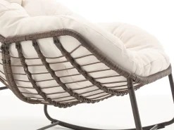 Mecedora de ratán - Estructura de acero con cojín suave - Para uso en interiores y exteriores