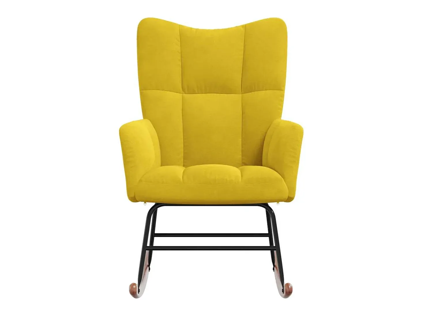 Mecedora de terciopelo amarillo mostaza