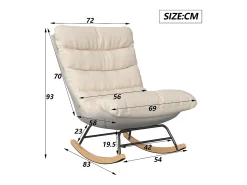 Mecedora ergonómica con cojín beige y estructura gris, diseño moderno en tela/piel sintética.