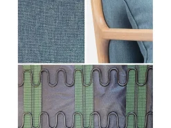 Mecedora estilo escandinavo de madera y tela azul