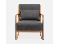 Mecedora estilo escandinavo de madera y tela gris oscuro