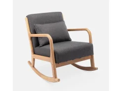 Mecedora estilo escandinavo de madera y tela gris oscuro