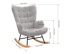 Mecedora para adultos - Mecedora ergonómica para exteriores - Para sala de estar - Jardín - Dormitorio - Gris