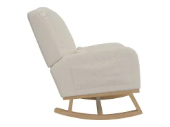 Mecedora, Sillón Relax con Reposabrazos, Tejido de Lino, Beige
