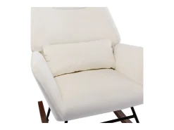 Mecedora tapizada en terciopelo con soporte lumbar, ideal para sala de estar y guardería, color beige