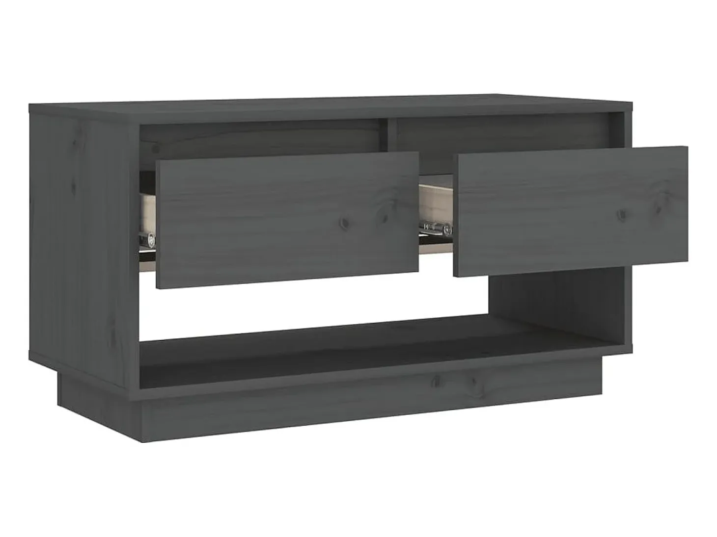 Megan Lynn Mueble de TV de madera maciza de pino gris 74x34x40 cm