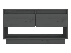 Megan Lynn Mueble de TV de madera maciza de pino gris 74x34x40 cm
