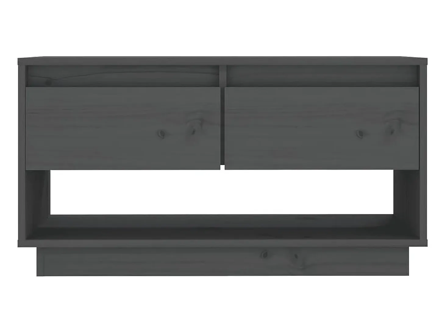 Megan Lynn Mueble de TV de madera maciza de pino gris 74x34x40 cm