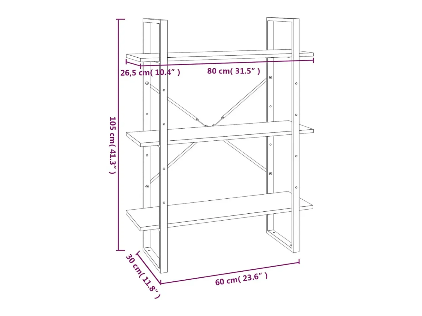 Melvin Dean Estantería madera contrachapada gris Sonoma 80x30x105 cm