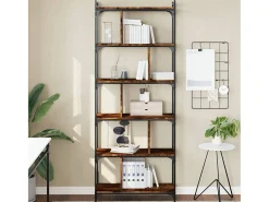 Merse Librería 6 estantes madera ingeniería roble ahumado 76x32x192cm