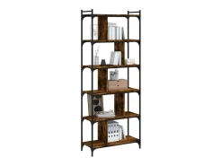 Merse Librería 6 estantes madera ingeniería roble ahumado 76x32x192cm