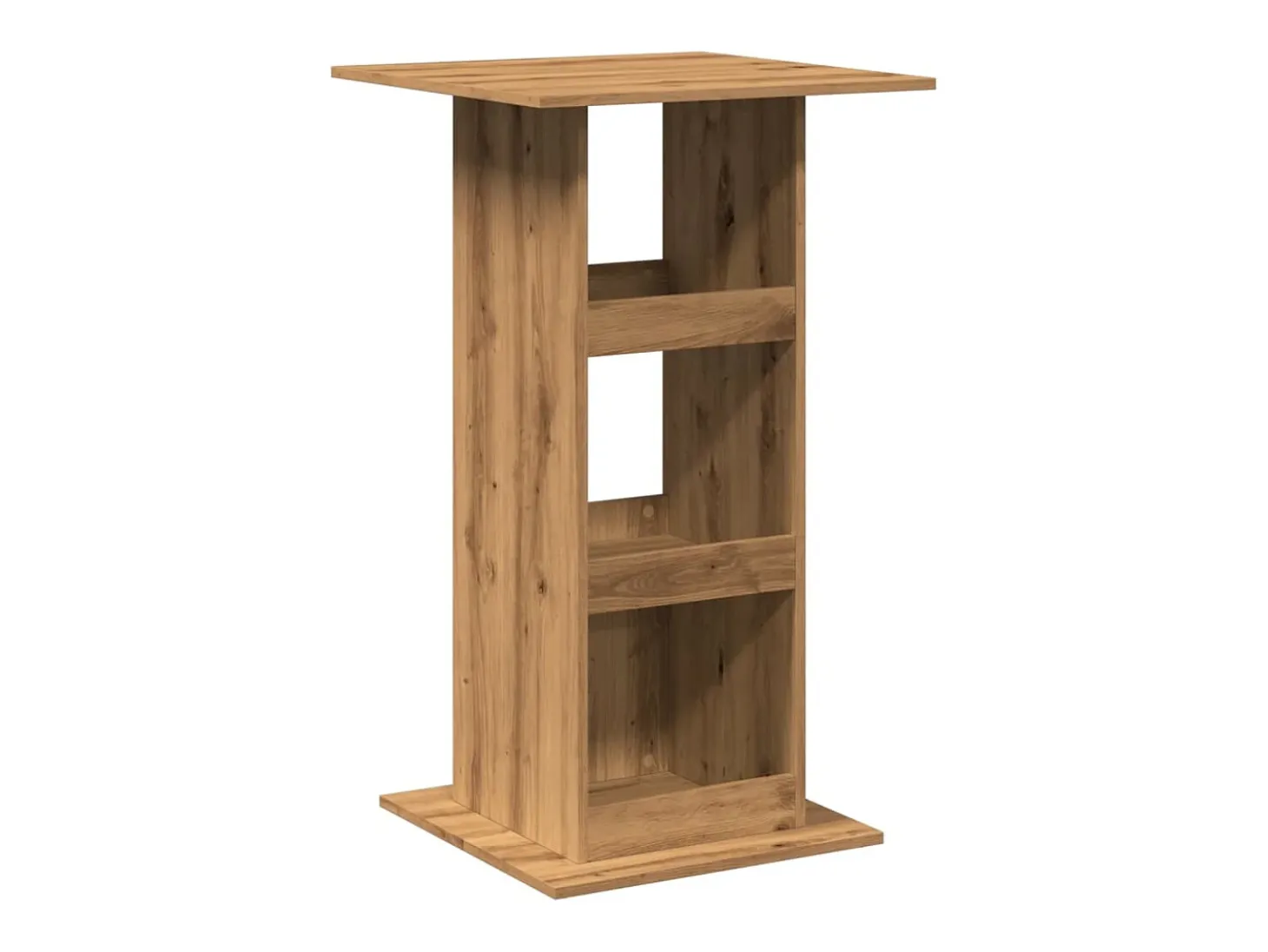 Mesa alta bar con almacenaje madera roble artisian 60x60x102 cm
