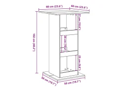 Mesa alta bar con almacenaje madera roble artisian 60x60x102 cm