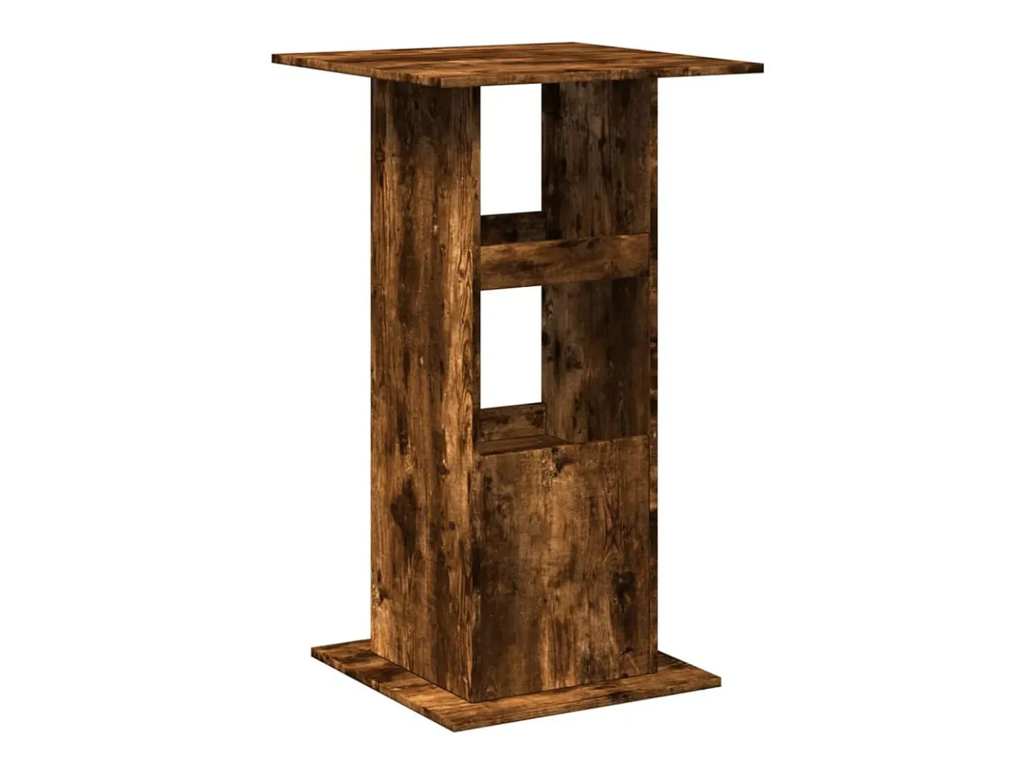 Mesa alta bar con almacenaje madera roble ahumado 60x60x102 cm