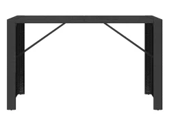 Mesa alta bar ratán PE y superficie vidrio negro 185x80x110 cm ES532270