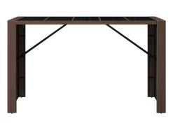 Mesa alta bar superficie vidrio ratán PE marrón 185x80x110 cm ES255165