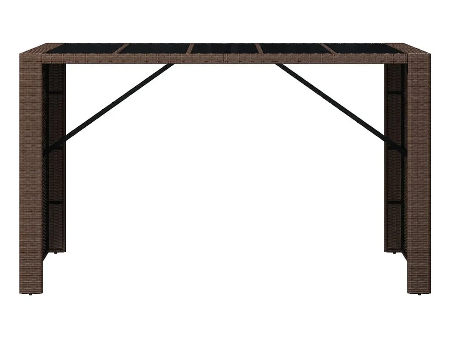 Mesa alta bar superficie vidrio ratán PE marrón 185x80x110 cm ES255165