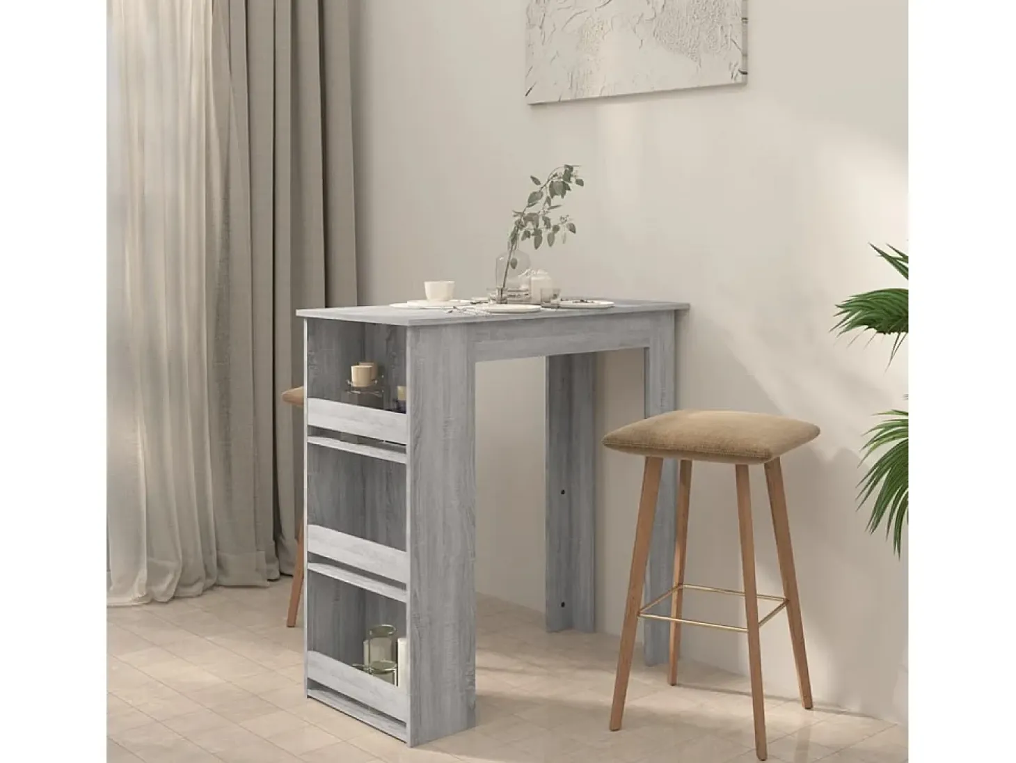 Mesa alta con estante gris Sonoma 102x50x103,5 cm ES226301