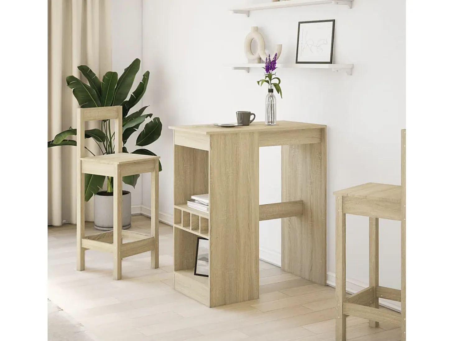 Mesa alta con estantes madera roble Sonoma 90x47,5x103,5 cm