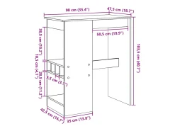 Mesa alta con estantes madera roble Sonoma 90x47,5x103,5 cm