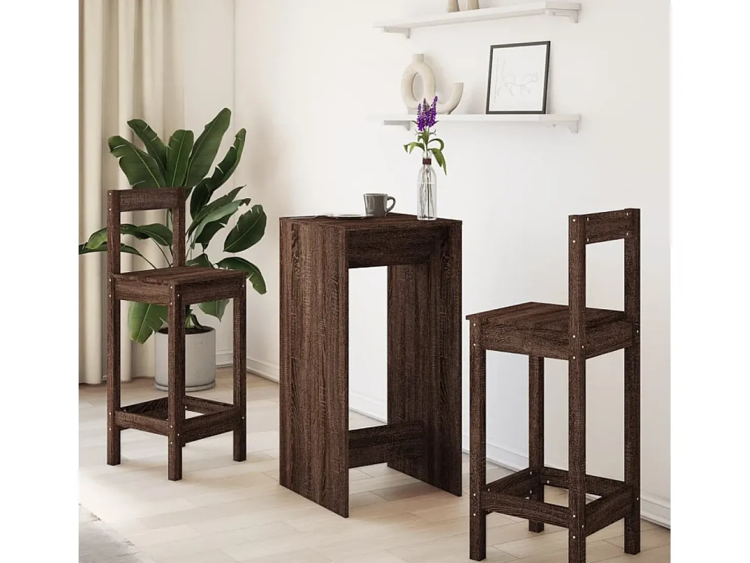 Mesa alta de bar madera ingeniería marrón roble 51x50x103,5 cm
