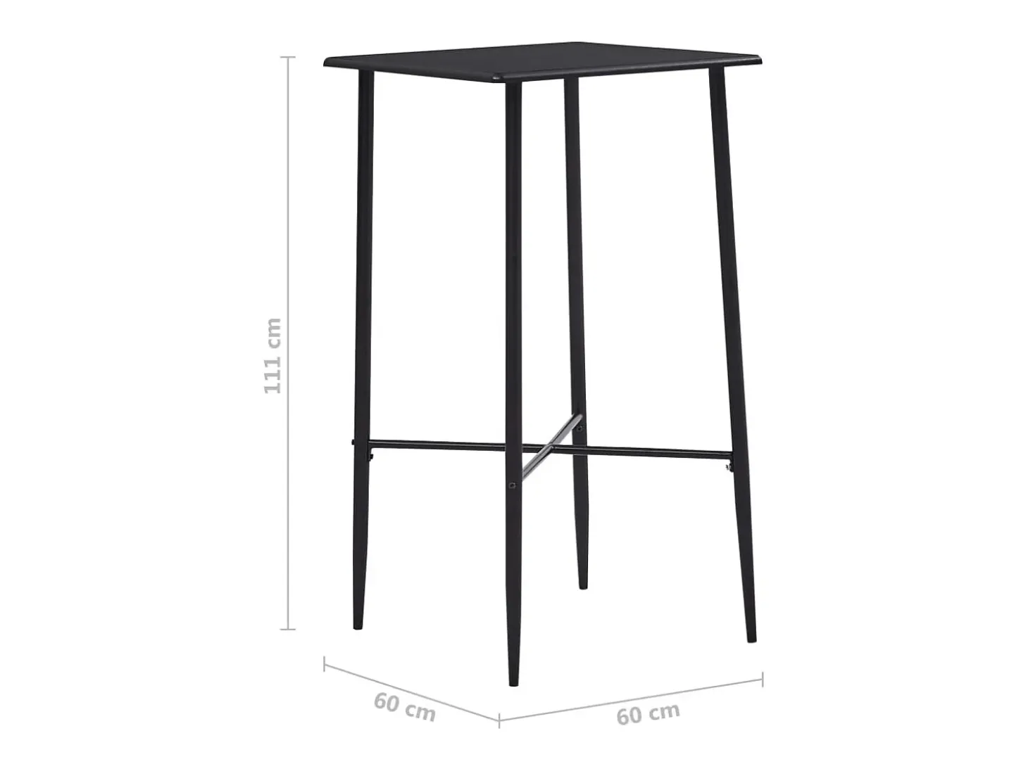 Mesa alta de cocina MDF negro 60x60x111 cm