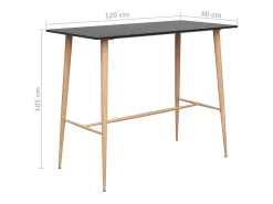 Mesa alta de cocina negro 120x60x105 cm ES542548