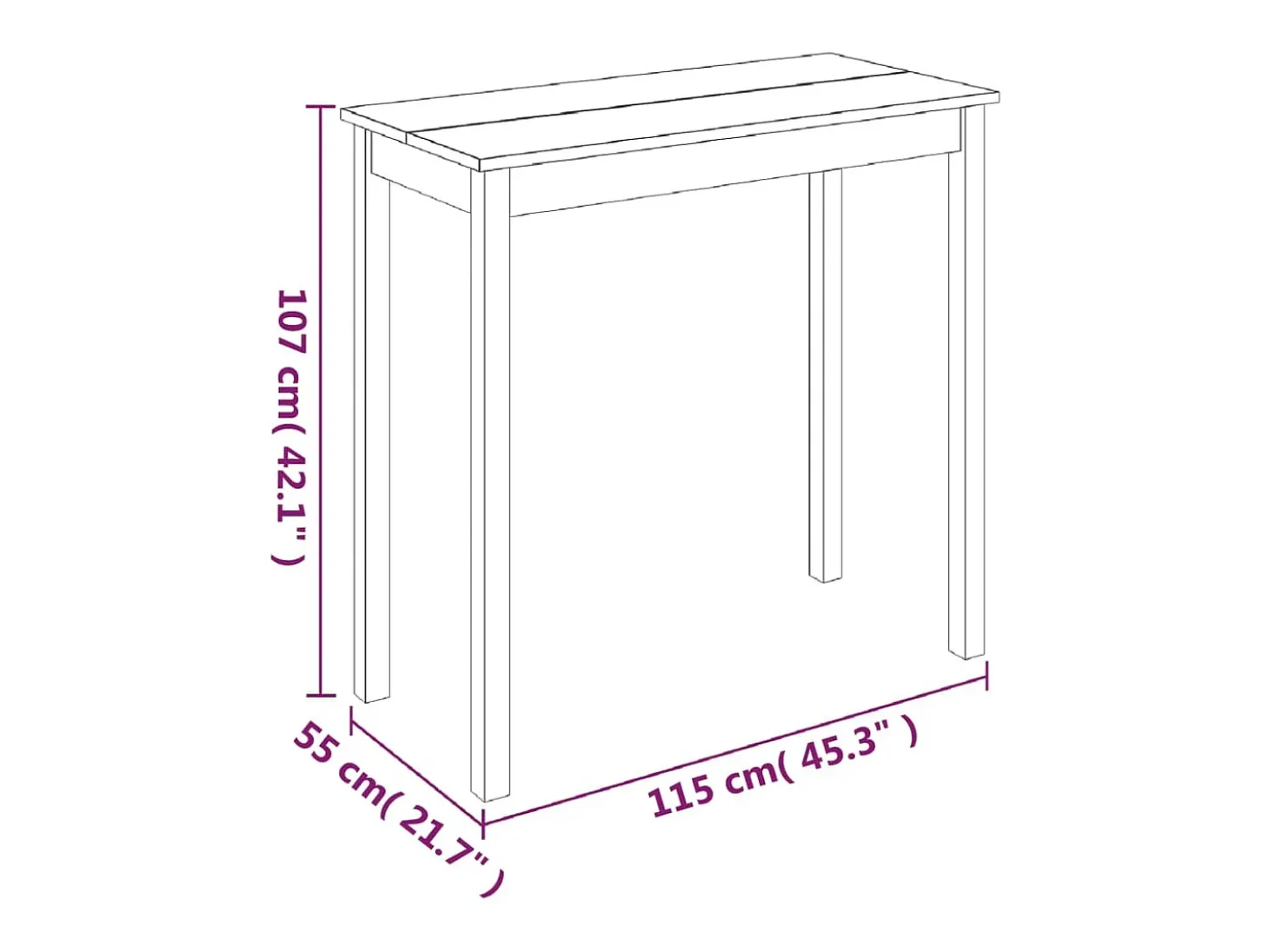 Mesa alta negra de MDF 115x55x107 cm